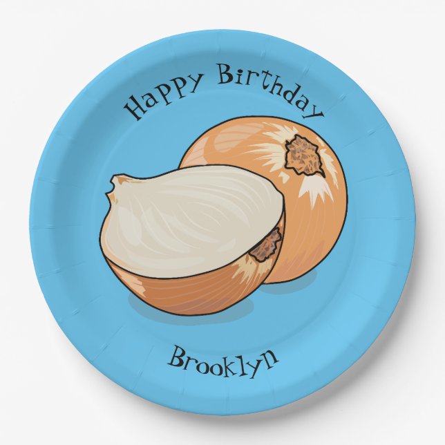 Onion cartoon illustration paper plate (Front)