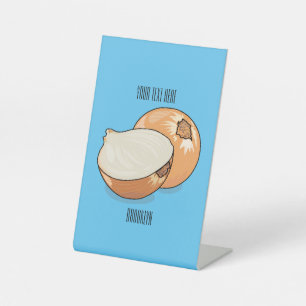 Onion cartoon illustration  pedestal sign