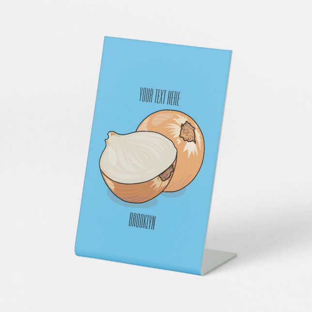 Onion cartoon illustration  pedestal sign (Front)