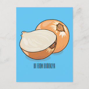 Onion cartoon illustration  postcard