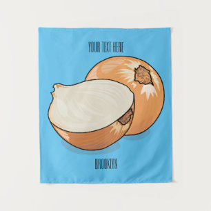 Onion cartoon illustration  tapestry