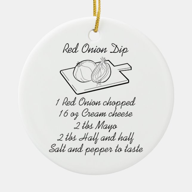Onion Dip Recipe Ceramic Tree Decoration (Front)