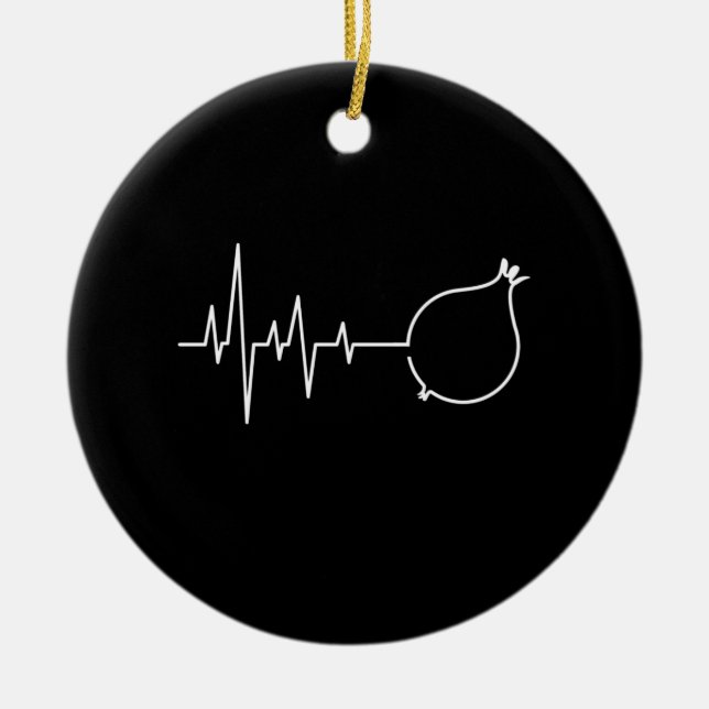 Onion Heartbeat Ceramic Tree Decoration (Front)