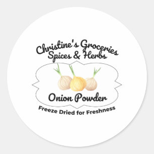 Onion Powder spice jar. Classic Round Sticker