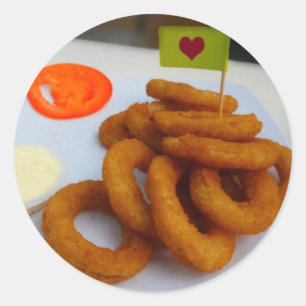 Onion Rings with Mayonnaise and Tomato Classic Round Sticker