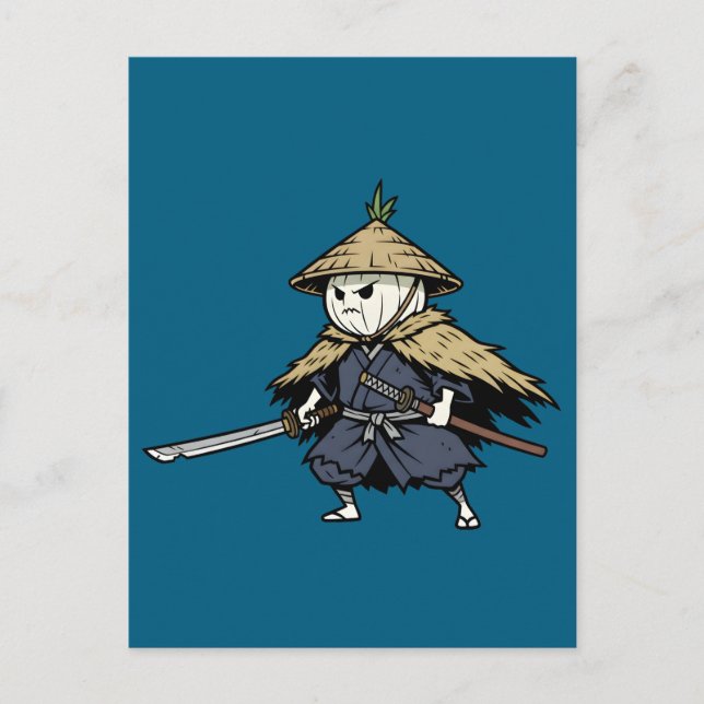 Onion Ronin Wandering Samurai Warrior Illustration Postcard (Front)