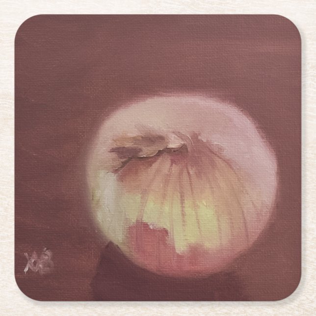 Onion Study Square Paper Coaster (Front)