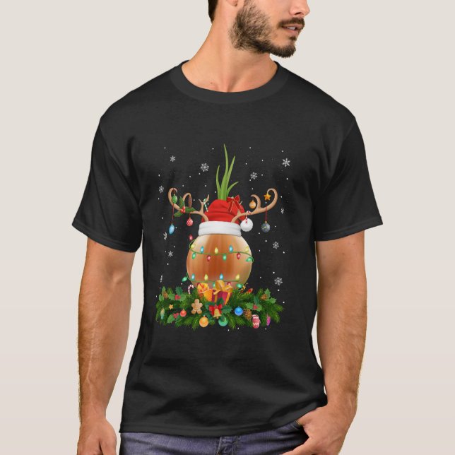 Onion Vegetable Xmas Lighting Reindeer Santa Onion T-Shirt (Front)