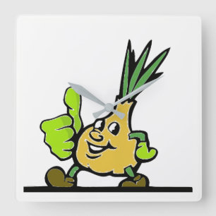 Onion With Thumbs Up Square Wall Clock