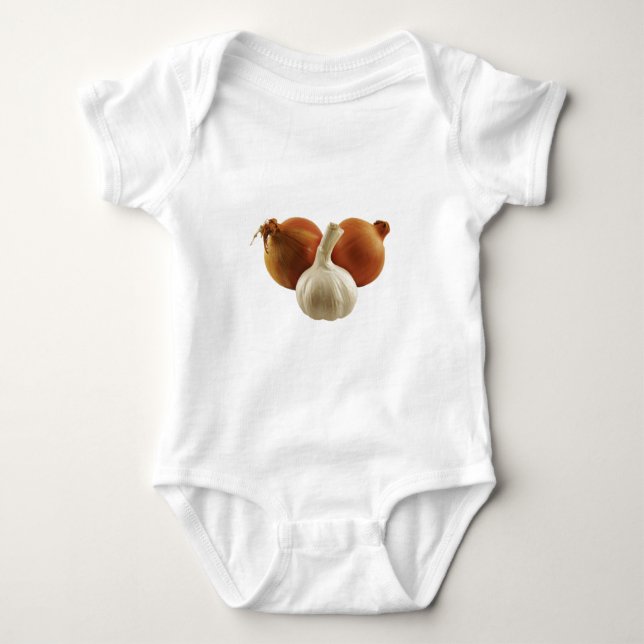 Onions and garlic baby bodysuit (Front)