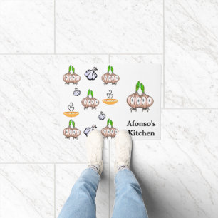 Onions Garlic Food Kitchen Cook, Mushroom Door Mat