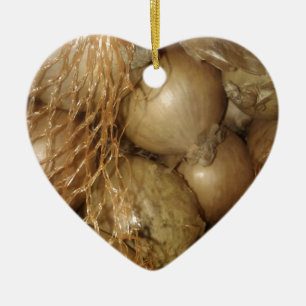 Onions In Net, Food Vegetables, Spicy Cooking Ceramic Tree Decoration