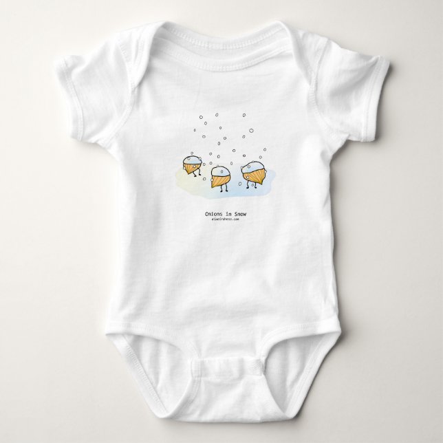 Onions in snow baby bodysuit (Front)