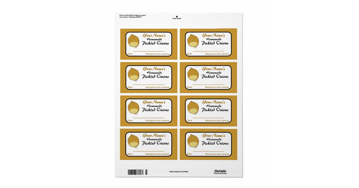 Pickled onion jar labels
