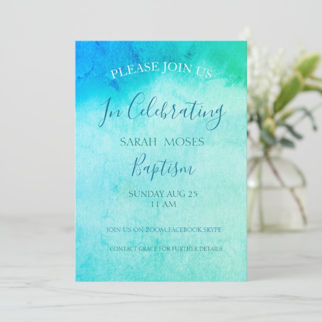 Online Adult Baptism Personalised Invitation (Standing Front)