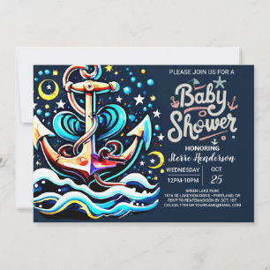 Online Anchor Boho Baby Shower Invitation