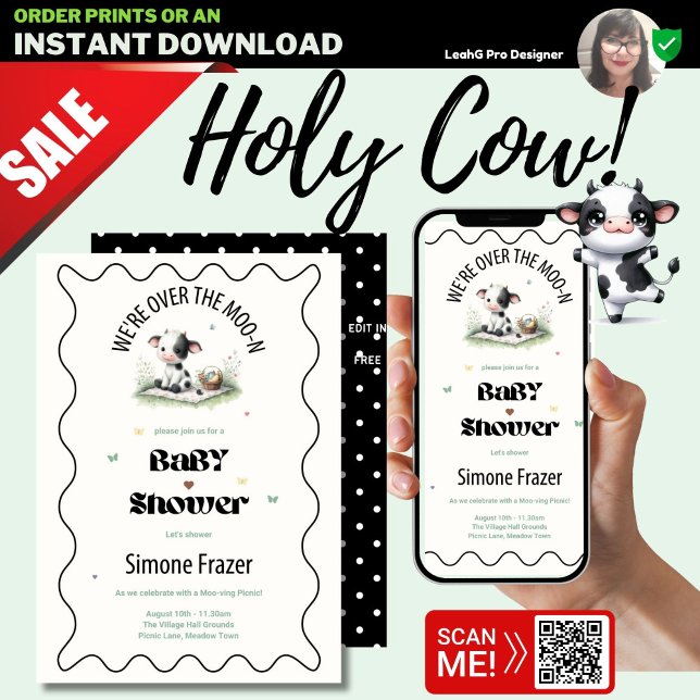 Online Baby Shower Invitations Moo Cow Picnic  (Creator Uploaded)