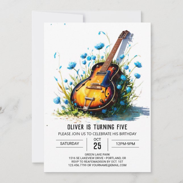 Online Blue Guitar Boy Birthday Invitation (Front)