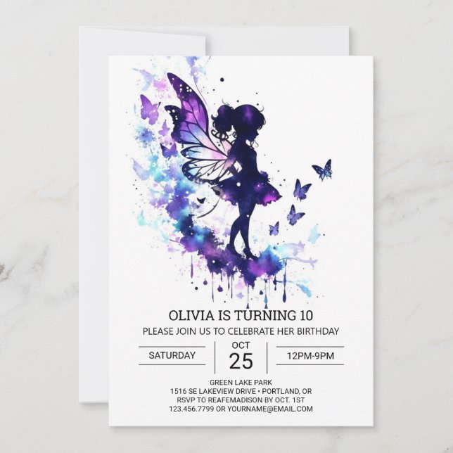 Online Butterfly Fairy Birthday Bliss Invitation (Front)