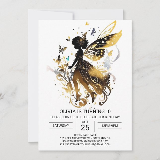 Online Butterfly Fairy Birthday Bliss Invitation (Front)