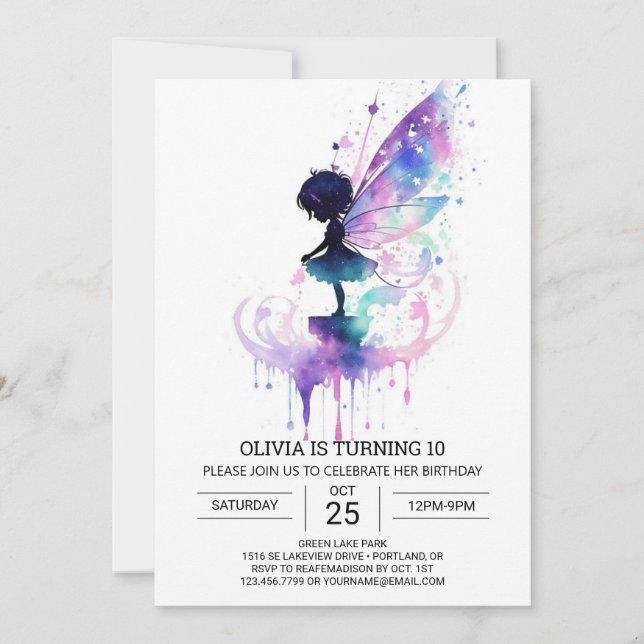  Online Butterfly Fairy Birthday Bliss Invitation (Front)