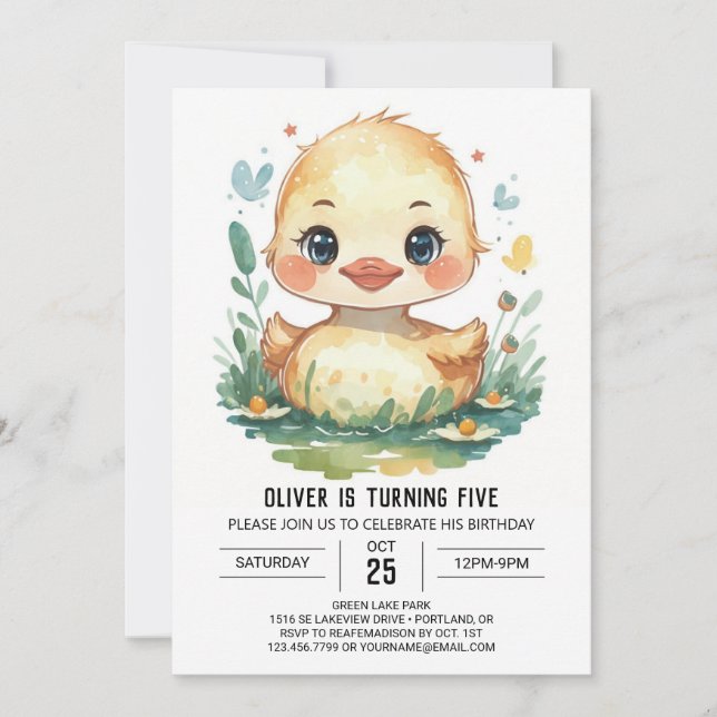 Online Cute Duck Birthday Invitation (Front)