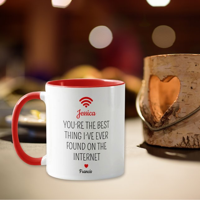Online Dating Couple Valentine´s Day Red Mug (Creator Uploaded)