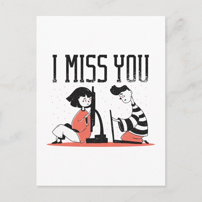 Online Dating Relationship MISS YOU Gift Cute Love Postcard (Front)