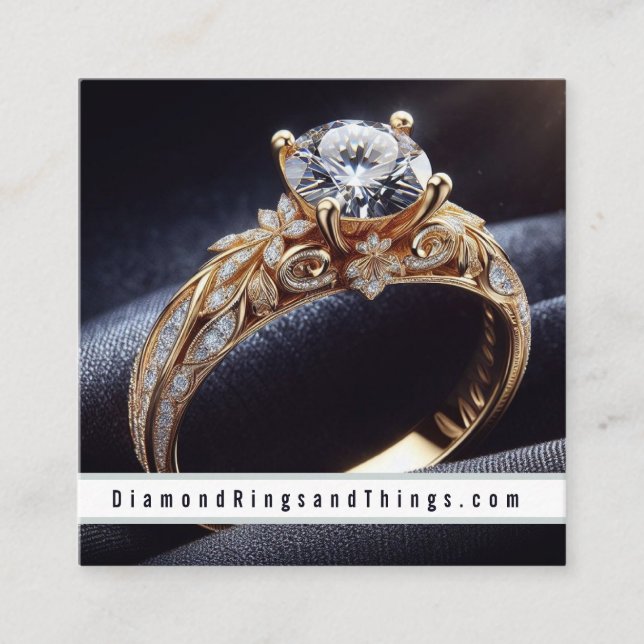 Online Diamond Ring Business Jewellery Designer Square Business Card (Front)