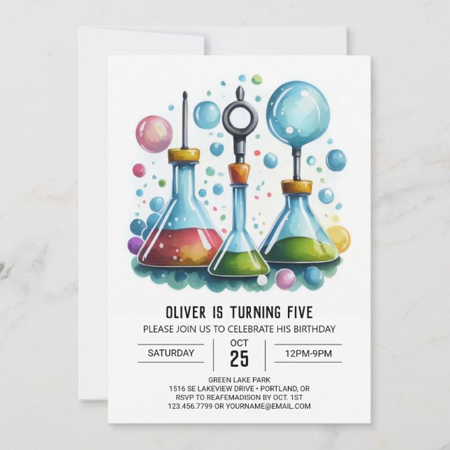 Online Discovery Fusion Scientist Birthday Invitation (Front)