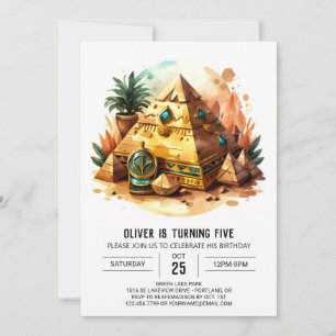 Online Egyptian Gold Pyramids Birthday Invitation