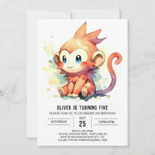 Online Elegant Monkey Birthday Invitation