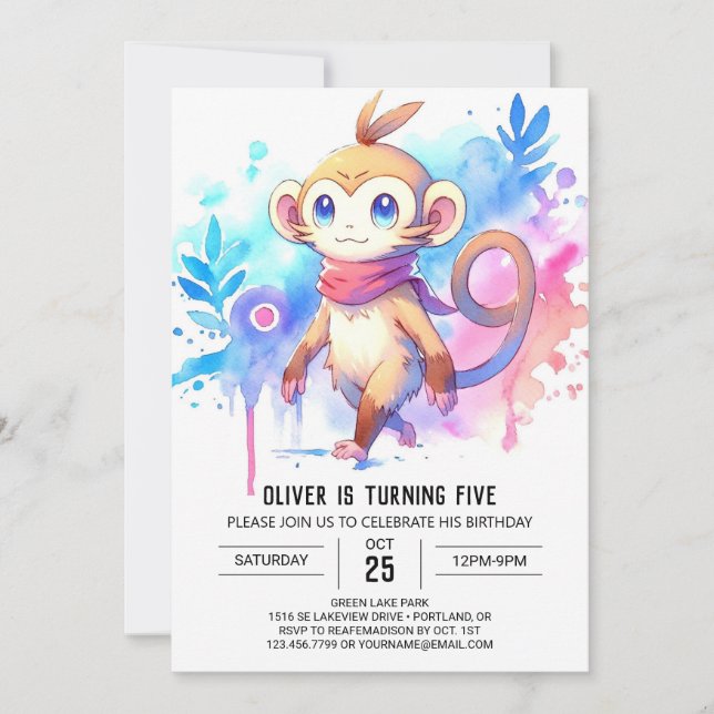 Online Enchanted Monkey Birthday Invitation (Front)