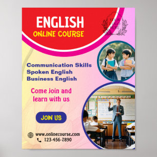 ONLINE ENGLISH COURSE POSTER