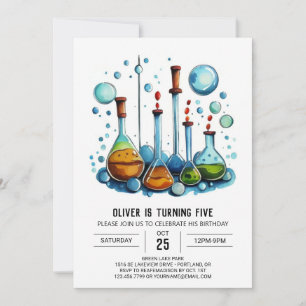 Online Experiment Whimsy Scientist Birthday Invitation