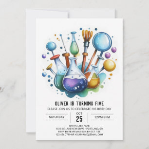 Online Experiment Whimsy Scientist Birthday Invitation