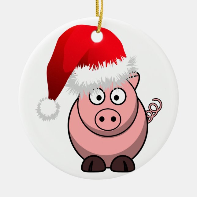 Online Farming Christmas Pig Ceramic Tree Decoration (Front)
