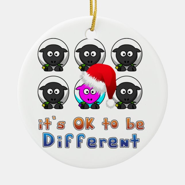 Online Farming Sheep Different Christmas Ceramic Tree Decoration (Front)