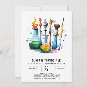 Online Gear Experiment Scientist Birthday Invitation