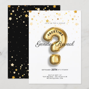 Online Group Video Chat Gender Reveal Baby Shower Invitation