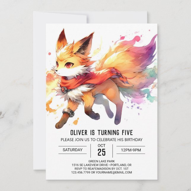 Online Joyful Fox Birthday Invitation (Front)