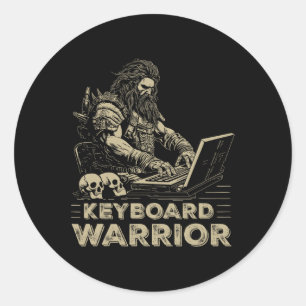 Online Keyboard Warrior Quote Video Games Gamer 1 Classic Round Sticker