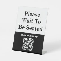 Online Menu QR Code Sign, Please Wait To Be Seated