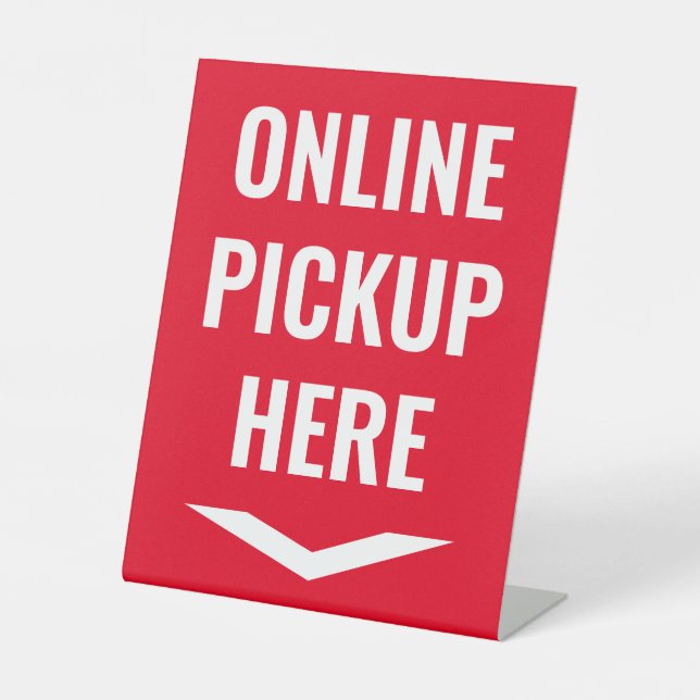 Online Pickup Here Red Pedestal Sign (Front)