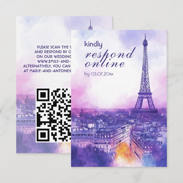 Online Reply Request Amour Éternel RSVP Card  (Front/Back)