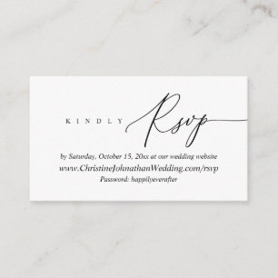 Online RSVP, Modern Minimal Black script Enclosure