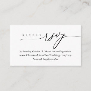 Online RSVP, Modern Minimal Black script Enclosure Card