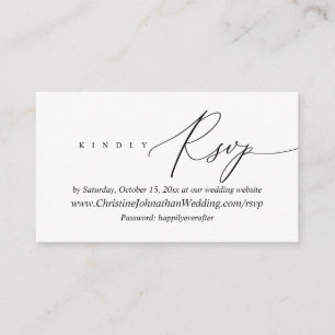 Online RSVP, Modern Minimal Black script Enclosure Card