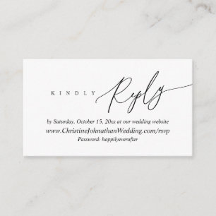 Online RSVP, Modern Minimal Black script Enclosure Card