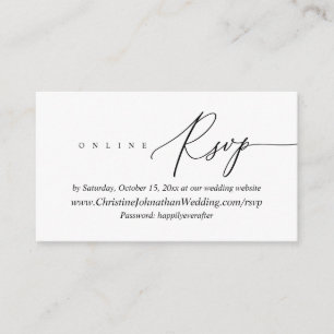 Online RSVP, Modern Minimal Black script Enclosure Card